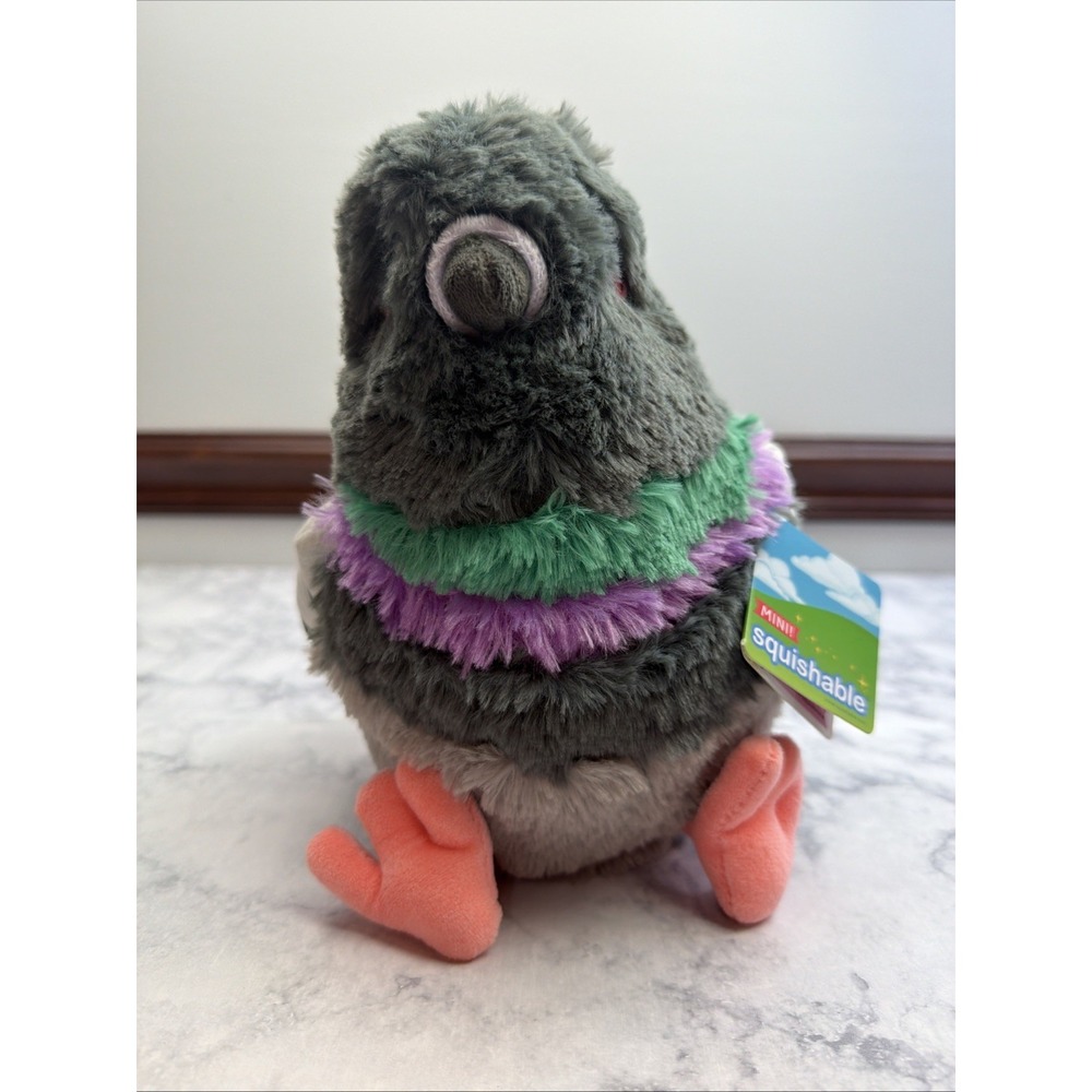 Squishable Mini Pigeon Plush Bird Soft Toy Stuffed Animal Gray Peach Feet CUTE